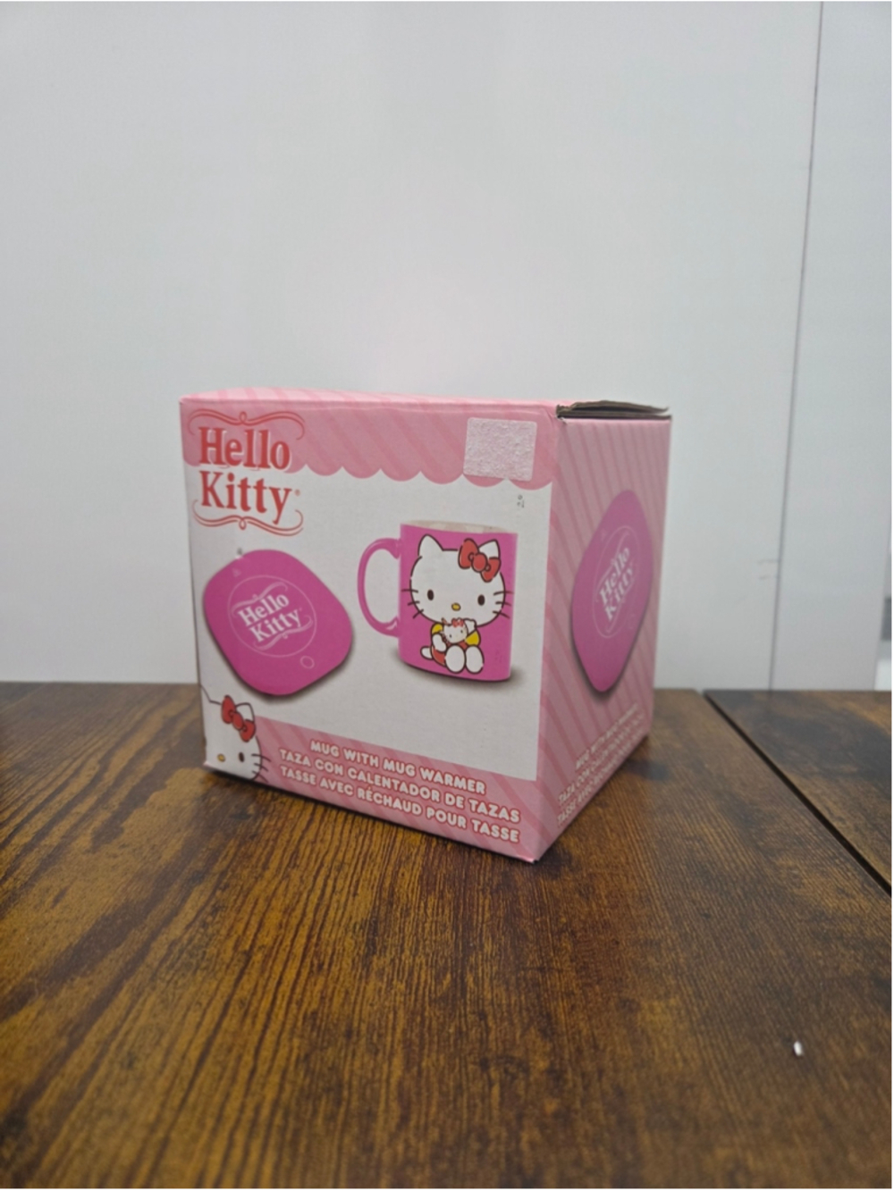 HELLO KITTY Desk Office Pink Coffee Mug + Matching Warmer NIB